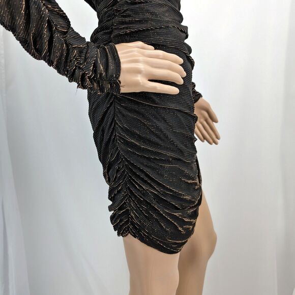 Vintage 1990s Scarlett Mini Dress Metallic Ruched Glam Whimsygoth Hollywood 5 - Picture 10 of 11